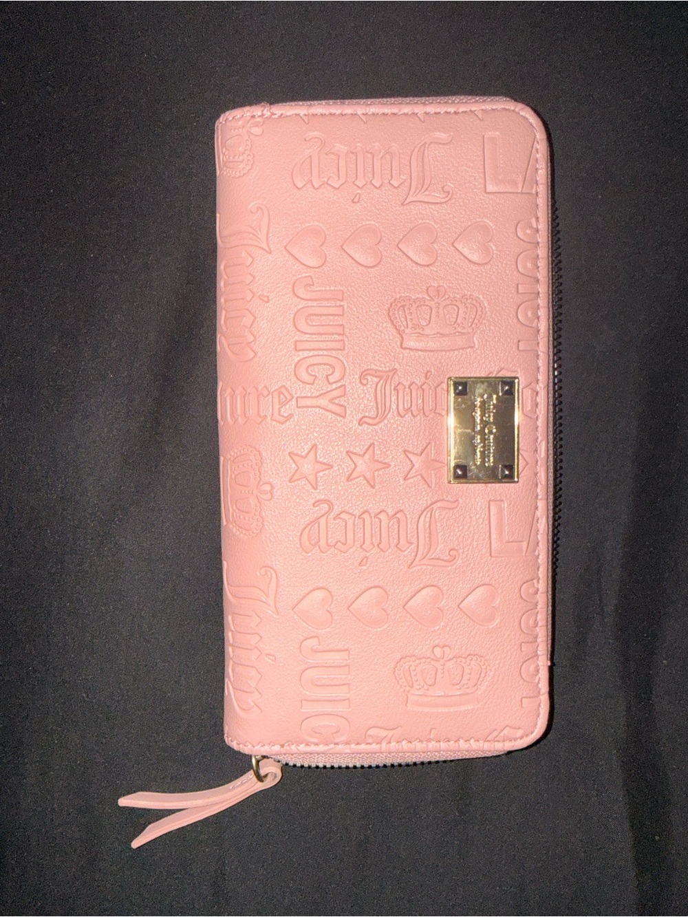 Juicy Couture Blush Pink Embossed Zip Wallet